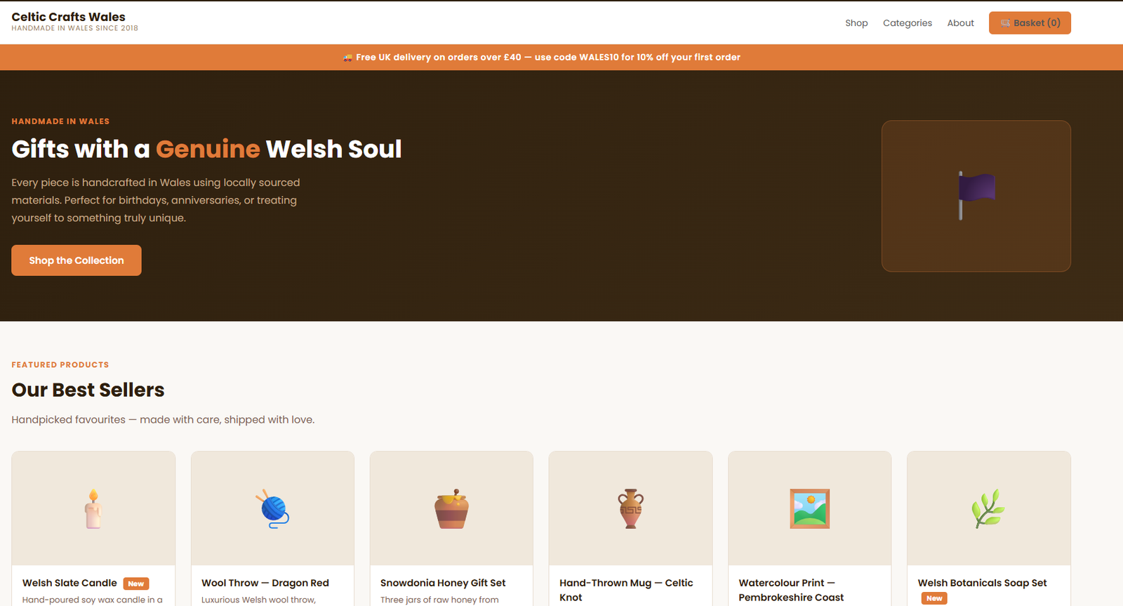 Celtic Crafts Wales demo site screenshot